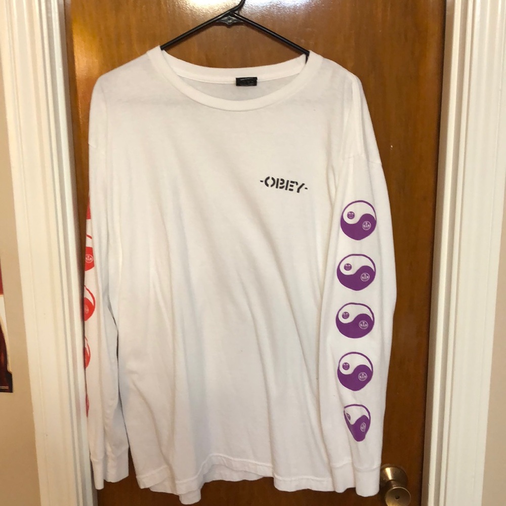 Obey Ying-Yang White Long-sleeve